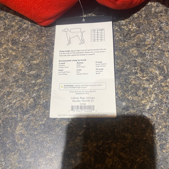 NWT Lobster Paws dog costume M - Picture 3 of 3